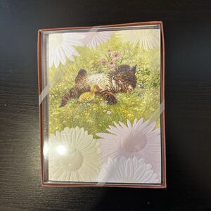Vintage Set Of Blank Notecards Kitten Dreams In Flowers 9 Cards And Envelopes